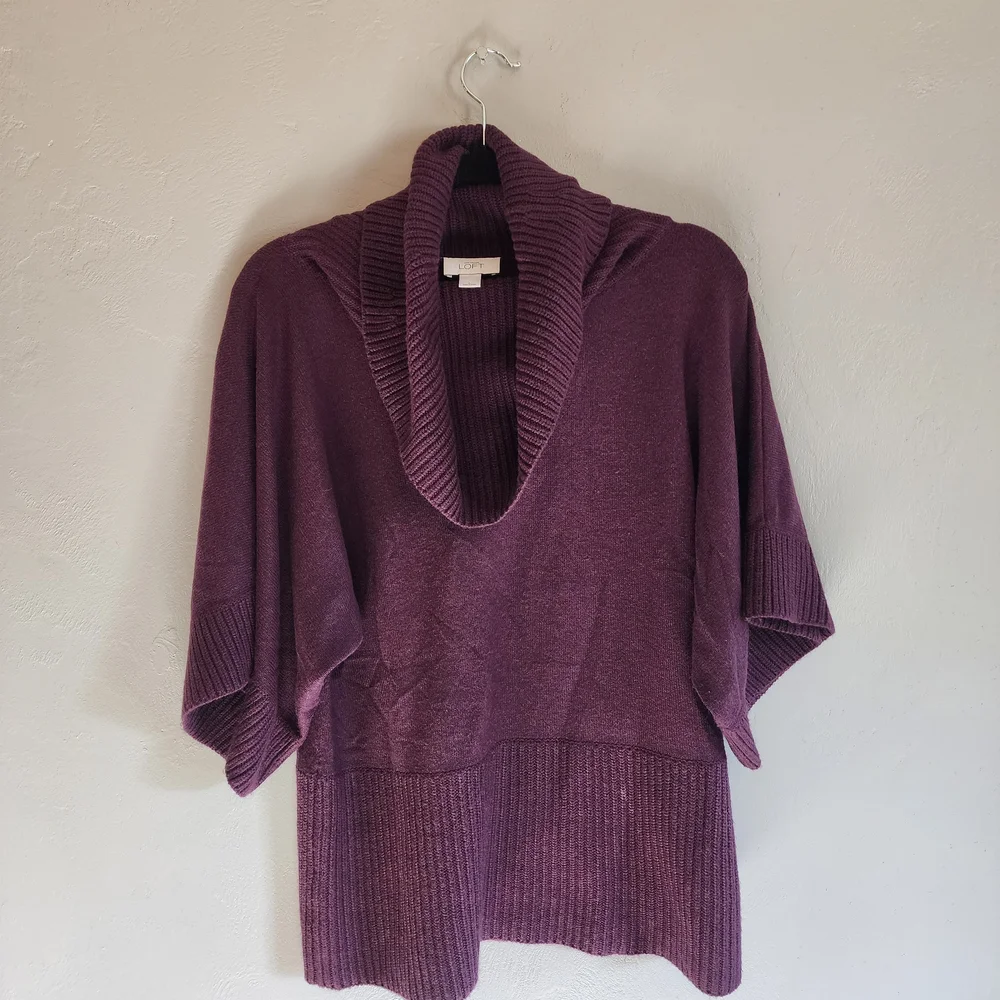 LOFT Rich Plum Cowl Neck Sweater
